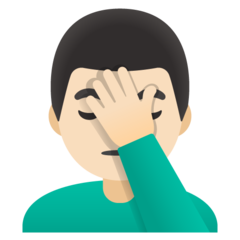 How Man Facepalming: Light Skin Tone emoji looks on Google.