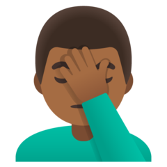 How Man Facepalming: Medium-Dark Skin Tone emoji looks on Google.