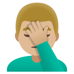 How Man Facepalming: Medium-Light Skin Tone emoji looks on Google.