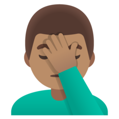 How Man Facepalming: Medium Skin Tone emoji looks on Google.