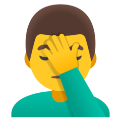 Bagaimana Pria tepuk jidat emoji terlihat di Google.