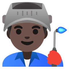 Wie Fabrikarbeiter: dunkle Hautfarbe Emoji auf Google aussieht.