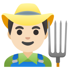 How Man Farmer: Light Skin Tone emoji looks on Google.