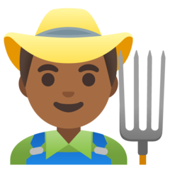 How Man Farmer: Medium-Dark Skin Tone emoji looks on Google.