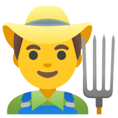 Bagaimana emoji Petani lelaki kelihatan di Google.