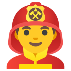 Hur Manlig brandman emoji ser ut på Google.