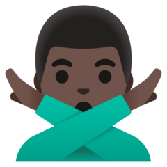 How Man Gesturing NO: Dark Skin Tone emoji looks on Google.