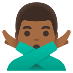 How Man Gesturing NO: Medium-Dark Skin Tone emoji looks on Google.