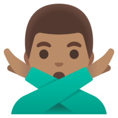 How Man Gesturing NO: Medium Skin Tone emoji looks on Google.