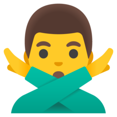 How Man Gesturing NO emoji looks on Google.