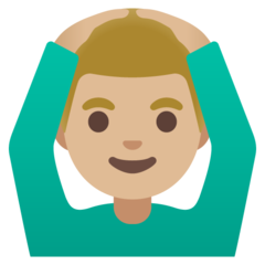 How Man Gesturing OK: Medium-Light Skin Tone emoji looks on Google.