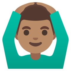 How Man Gesturing OK: Medium Skin Tone emoji looks on Google.