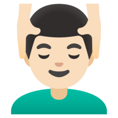 Bagaimana emoji Lelaki diurut muka: ton kulit cerah kelihatan di Google.