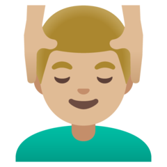 A quoi ressemblent les emoji Homme qui se fait masser: peau moyennement claire sur Google.