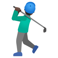 Cómo se ve el emoji Hombre jugando al golf: tono de piel oscuro en Google.