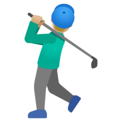 How Man Golfing: Medium-Light Skin Tone emoji looks on Google.