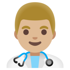 How Man Health Worker: Medium-Light Skin Tone emoji looks on Google.