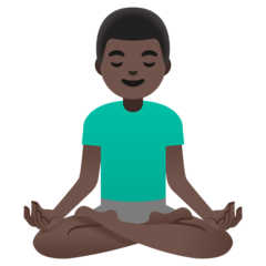 How Man in Lotus Position: Dark Skin Tone emoji looks on Google.