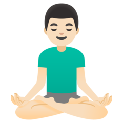 How Man in Lotus Position: Light Skin Tone emoji looks on Google.