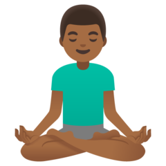 How Man in Lotus Position: Medium-Dark Skin Tone emoji looks on Google.