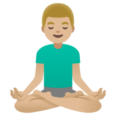 How Man in Lotus Position: Medium-Light Skin Tone emoji looks on Google.