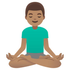 How Man in Lotus Position: Medium Skin Tone emoji looks on Google.