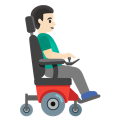 How Man in Motorized Wheelchair Facing Right: Light Skin Tone emoji looks on Google.