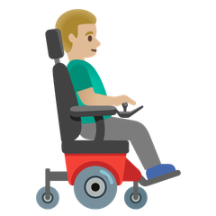 How Man in Motorized Wheelchair Facing Right: Medium-Light Skin Tone emoji looks on Google.