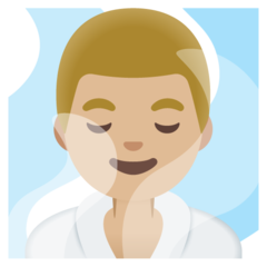 A quoi ressemblent les emoji Homme au hammam: peau moyennement claire sur Google.