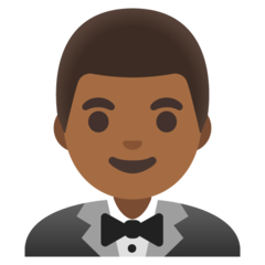 How Man in Tuxedo: Medium-Dark Skin Tone emoji looks on Google.