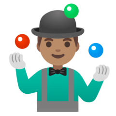 A quoi ressemblent les emoji Jongleur: peau légèrement mate sur Google.