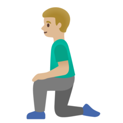 How Man Kneeling: Medium-Light Skin Tone emoji looks on Google.