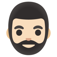 Hoe Persoon: lichte huidskleur, baard emoji eruit ziet op Google.