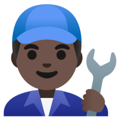 How Man Mechanic: Dark Skin Tone emoji looks on Google.