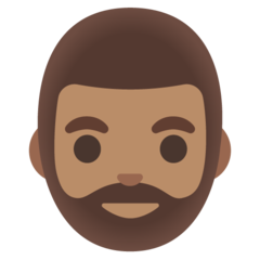 How Man: Medium Skin Tone, Beard emoji looks on Google.