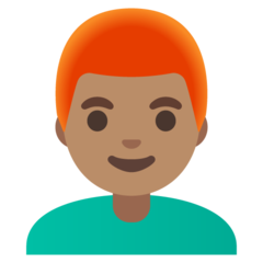 How Man: Medium Skin Tone, Red Hair emoji looks on Google.