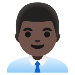 Bagaimana emoji Pekerja pejabat lelaki: ton kulit gelap kelihatan di Google.