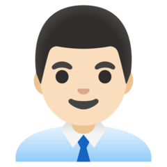 How Man Office Worker: Light Skin Tone emoji looks on Google.