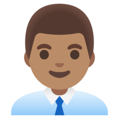 How Man Office Worker: Medium Skin Tone emoji looks on Google.