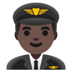 How Man Pilot: Dark Skin Tone emoji looks on Google.