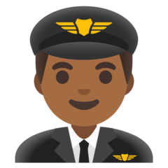 How Man Pilot: Medium-Dark Skin Tone emoji looks on Google.