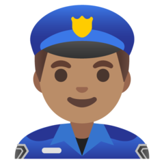 How Man Police Officer: Medium Skin Tone emoji looks on Google.