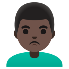 Bagaimana emoji Lelaki mencebik: ton kulit gelap kelihatan di Google.