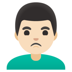 Bagaimana emoji Lelaki mencebik: ton kulit cerah kelihatan di Google.