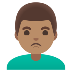 How Man Pouting: Medium Skin Tone emoji looks on Google.