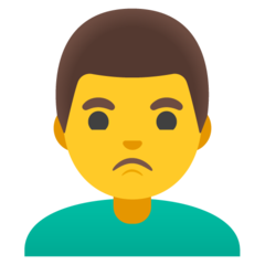 How Man Pouting emoji looks on Google.