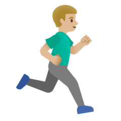 How Man Running Facing Right: Medium-Light Skin Tone emoji looks on Google.