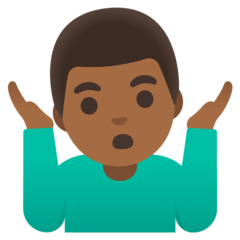 How Man Shrugging: Medium-Dark Skin Tone emoji looks on Google.