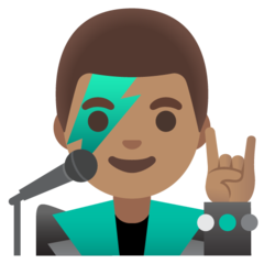 How Man Singer: Medium Skin Tone emoji looks on Google.