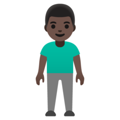 How Man Standing: Dark Skin Tone emoji looks on Google.